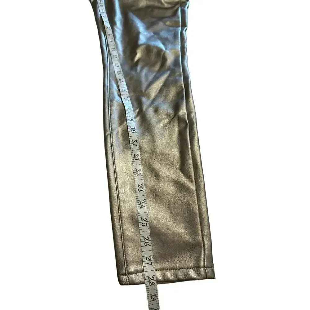 Express Metallic Faux Leather Jeans Pants Size 4R Pewter Pleather Club Holiday - Image 8