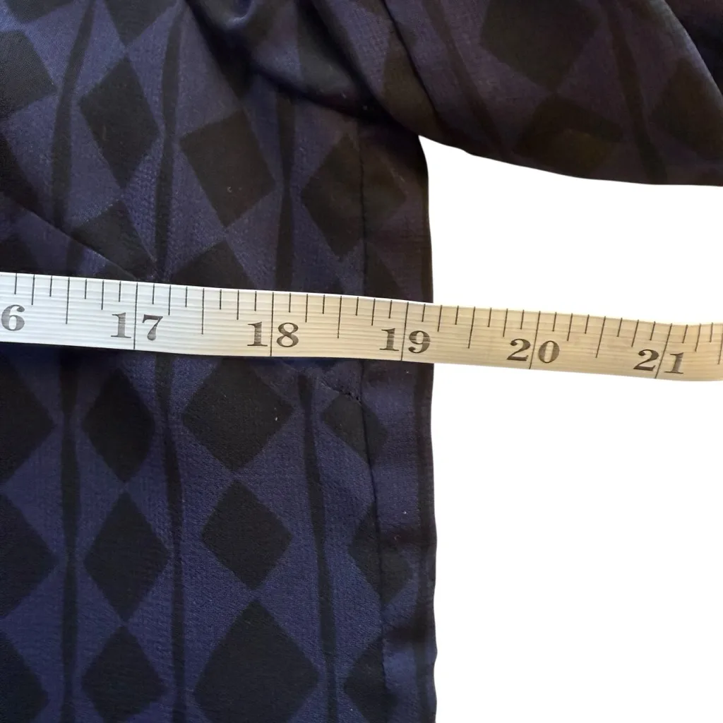 CABI Shift Dress XS Navy Black Geometric Chiffon Whimsigoth Dark Academia Grunge - Image 8