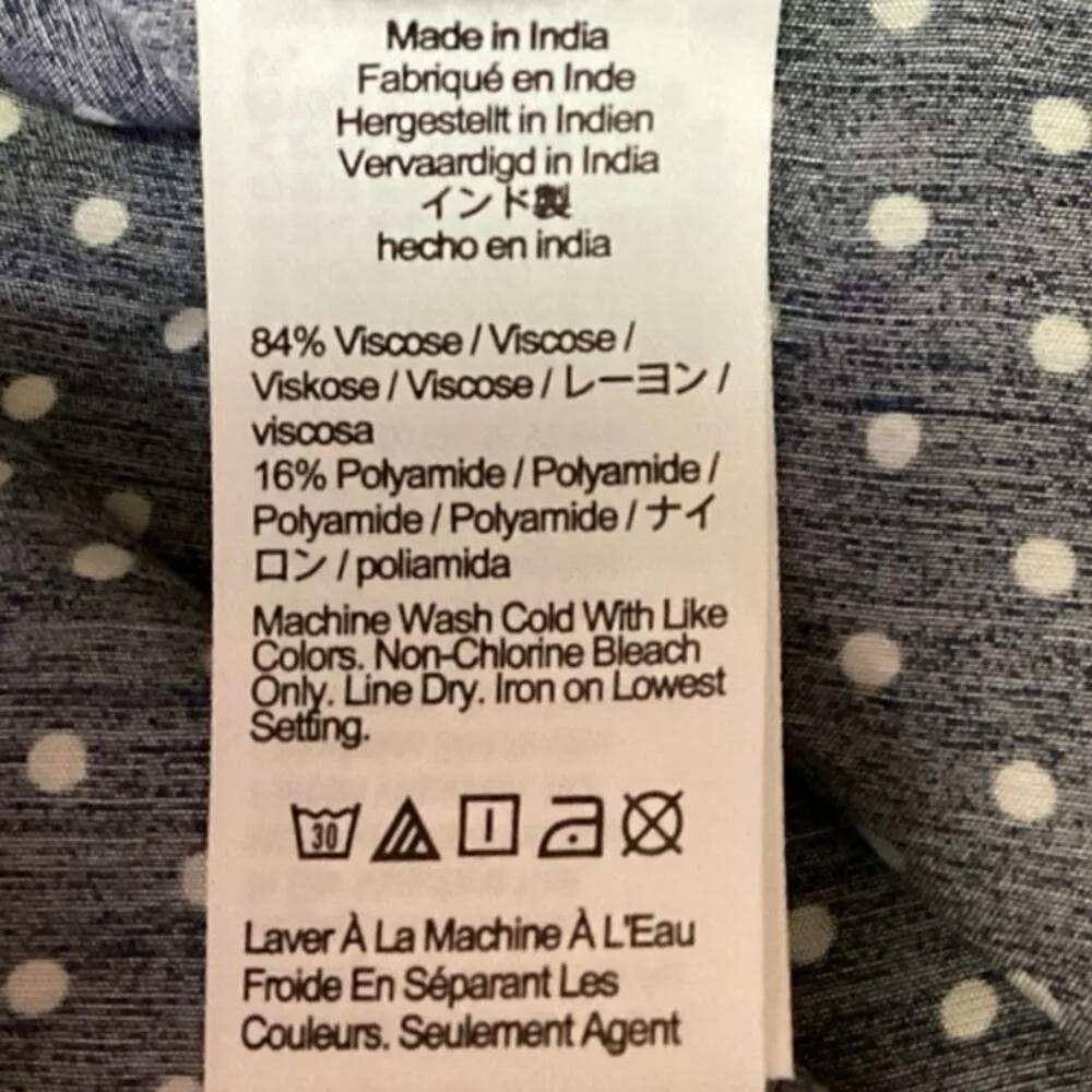 Madewell Mollie Navy Blue Polka Dots V-neck Puff Sleeve Ruffle Mini Dress Size 0 - Image 8