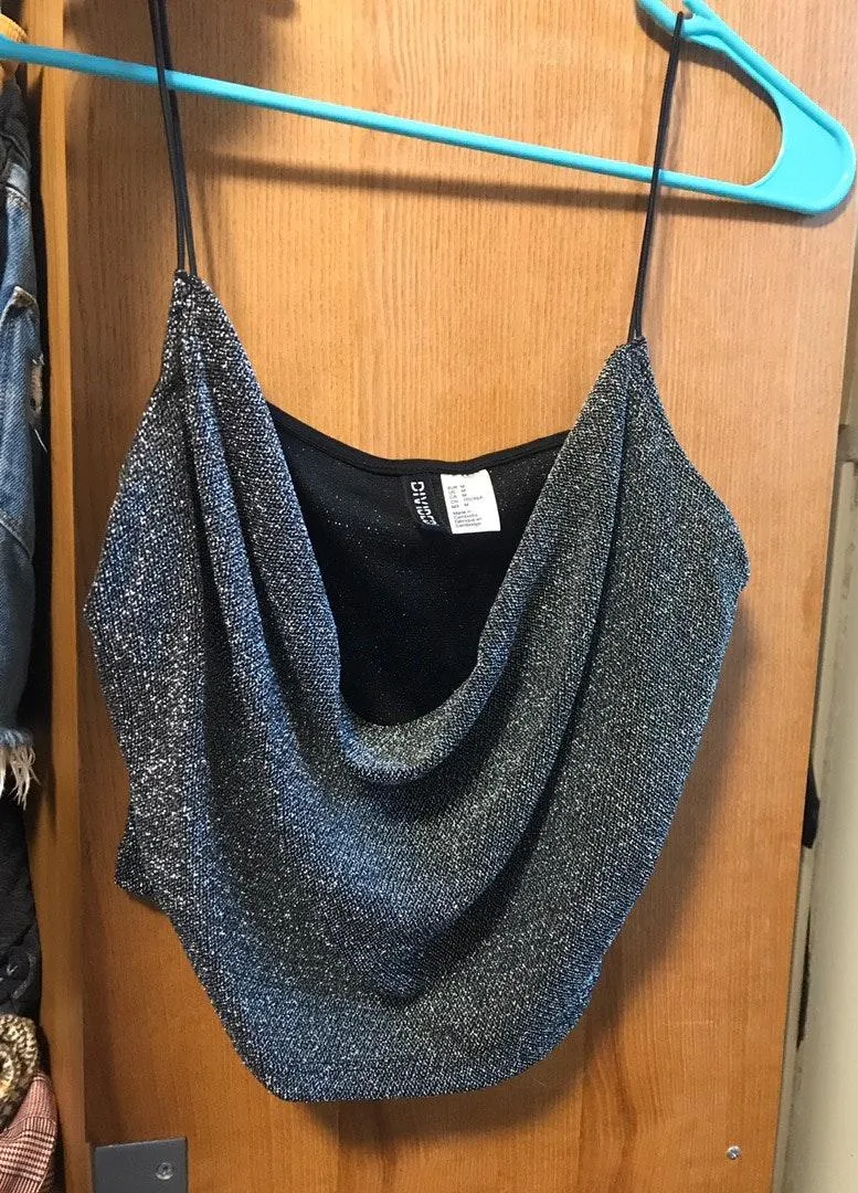 Divided Sparkley Cowl Neck Tank Top  - Image 2