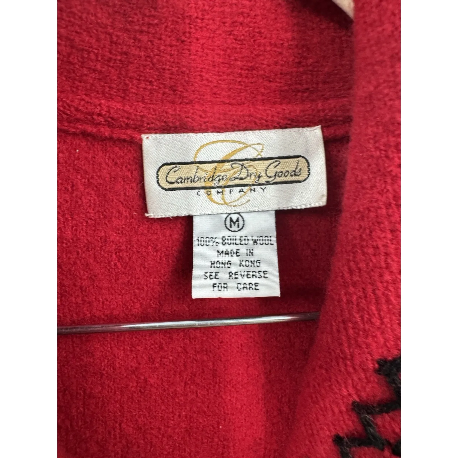 VTG Cambridge Dry Goods 100% Boiled Wool Sweater Sz M Red Winter Holiday Festive Size M - Image 3