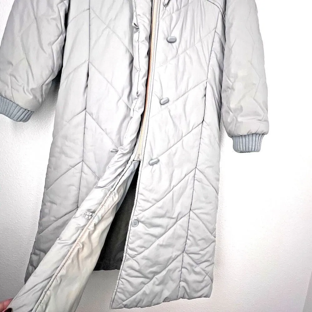 Saxton Hall VTG Made In Korea Quilted Down women Puffer Jacket Coat gray peach M Size M - Image 4