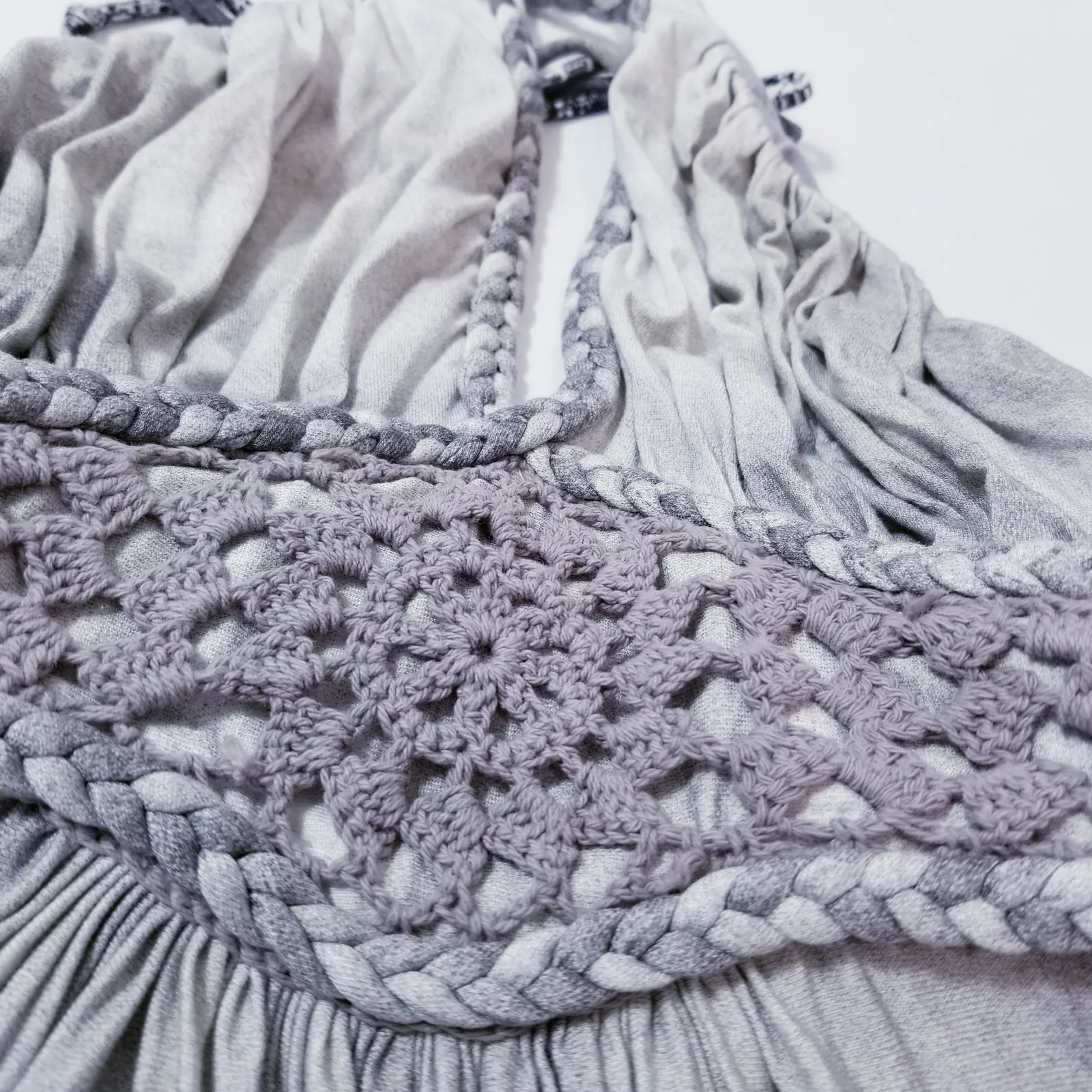 Sky Gray Braided Detail Empire Waist Halter Maxi Dress Size XS - Image 12