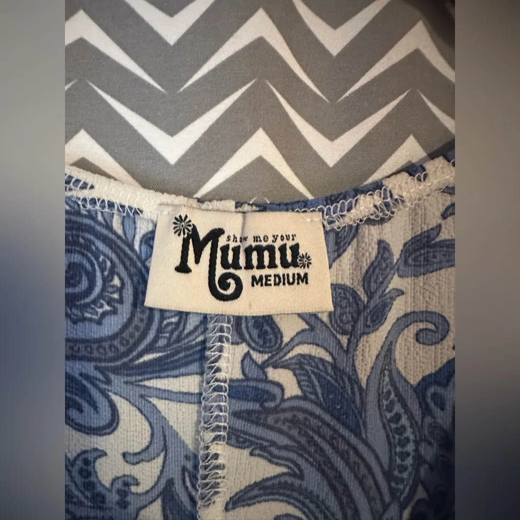 Show Me Your Mumu | Antiqua Stretch Ibiza Blue White Floral Dress, size M - Image 8