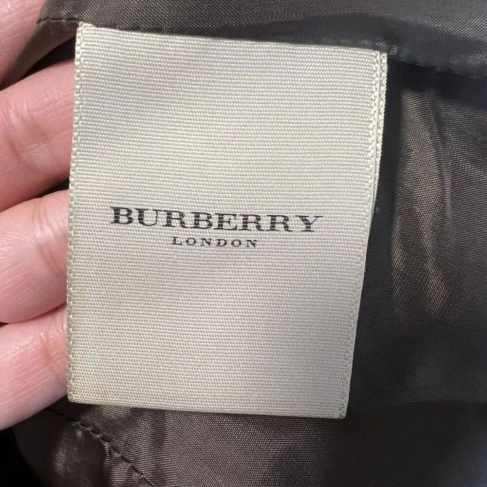 Burberry  Sz 2 Wool Nova Check Button Front Jacket Mid Length Green - Image 12