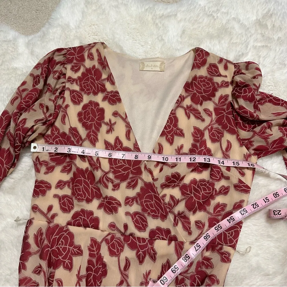 Altar'd State Peach Pink Floral Rose Pattern Dress, M - Image 4