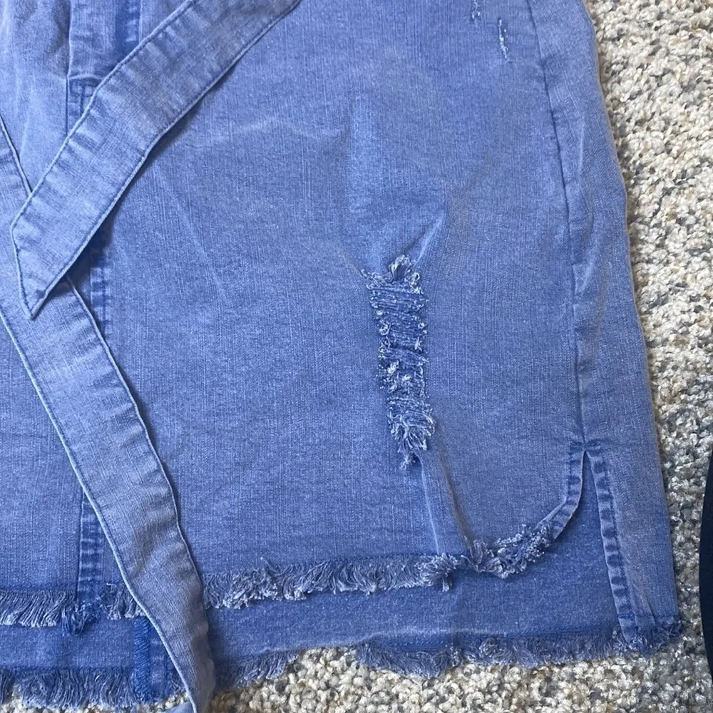 Chaser Stretch Twill Distressed Paperbag Hi Lo Mini Skirt in Laguna small NWT - Image 5