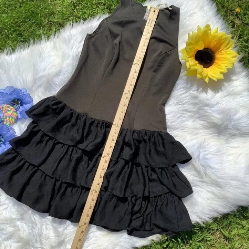 Rachel Rachel Roy Black Layered Frill Dress Whimsical Goth Size 6 - Image 2