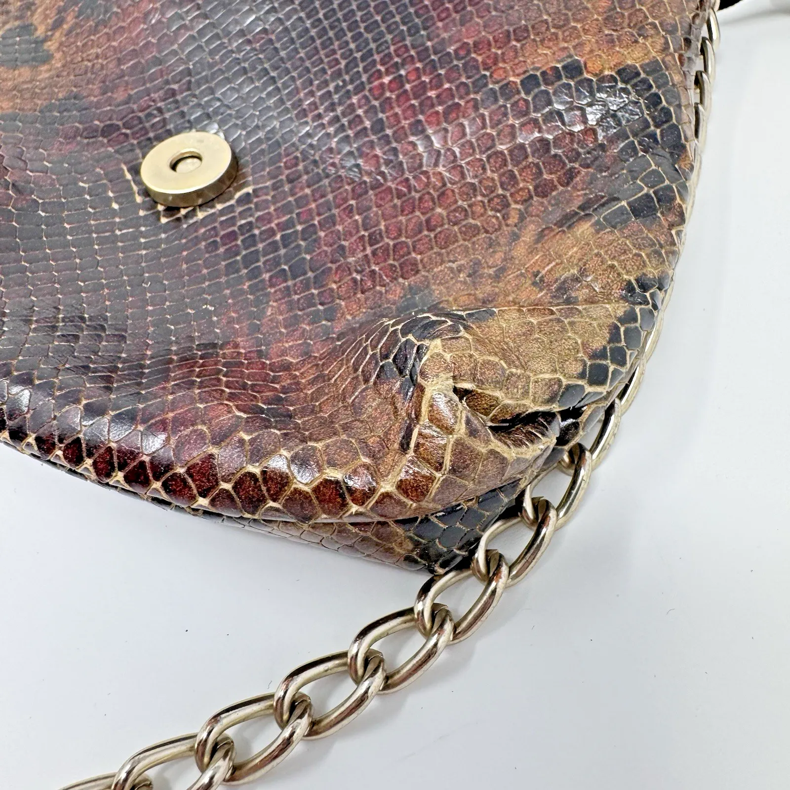Vintage Banana Republic Mini Crossbody Snake Print Leather 26" Chain Strap - Image 10