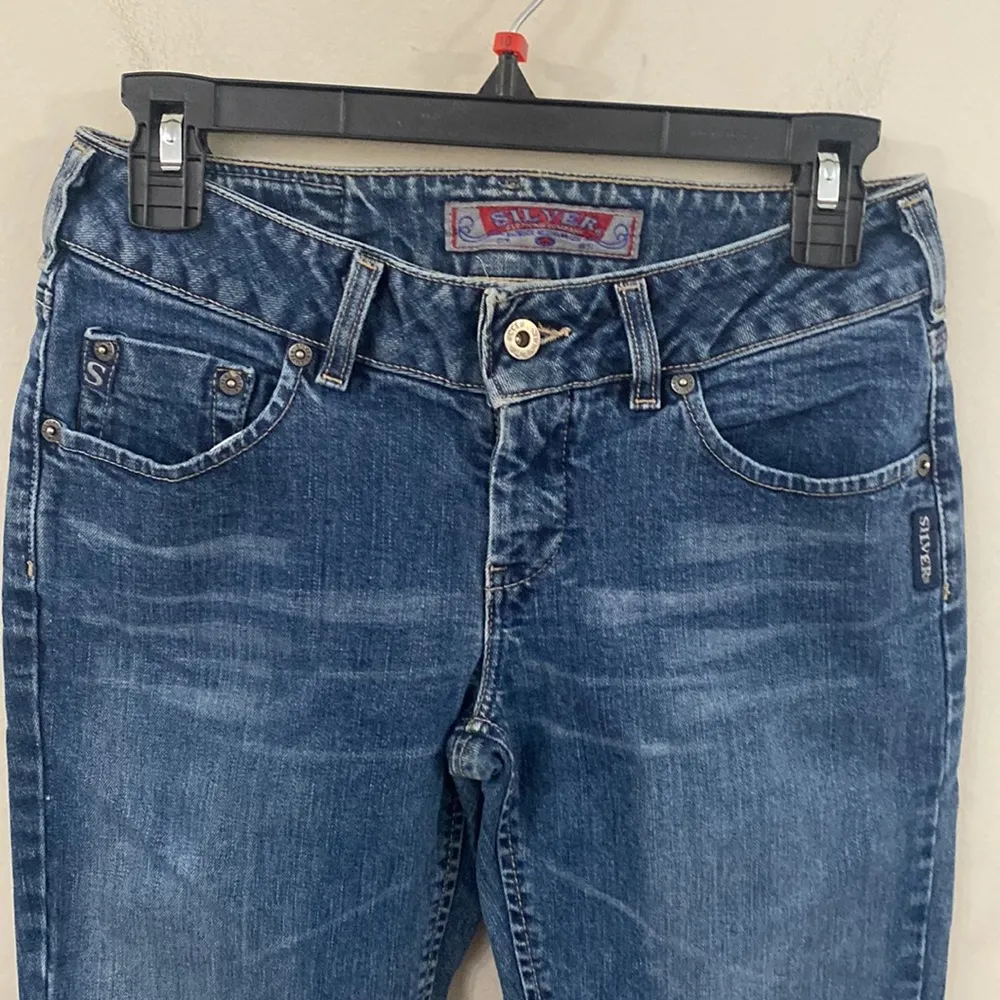 Silver Jeans vintage rigid Y2K denim Capri jeans hem slits sz 28 Canada made - Image 3