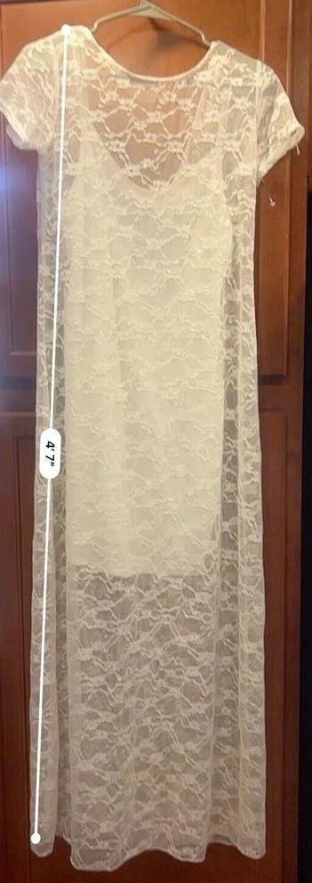 Wild Fable Women's Short Sleeve Maxi Dress, White Lace, Size M, NWT - Image 3
