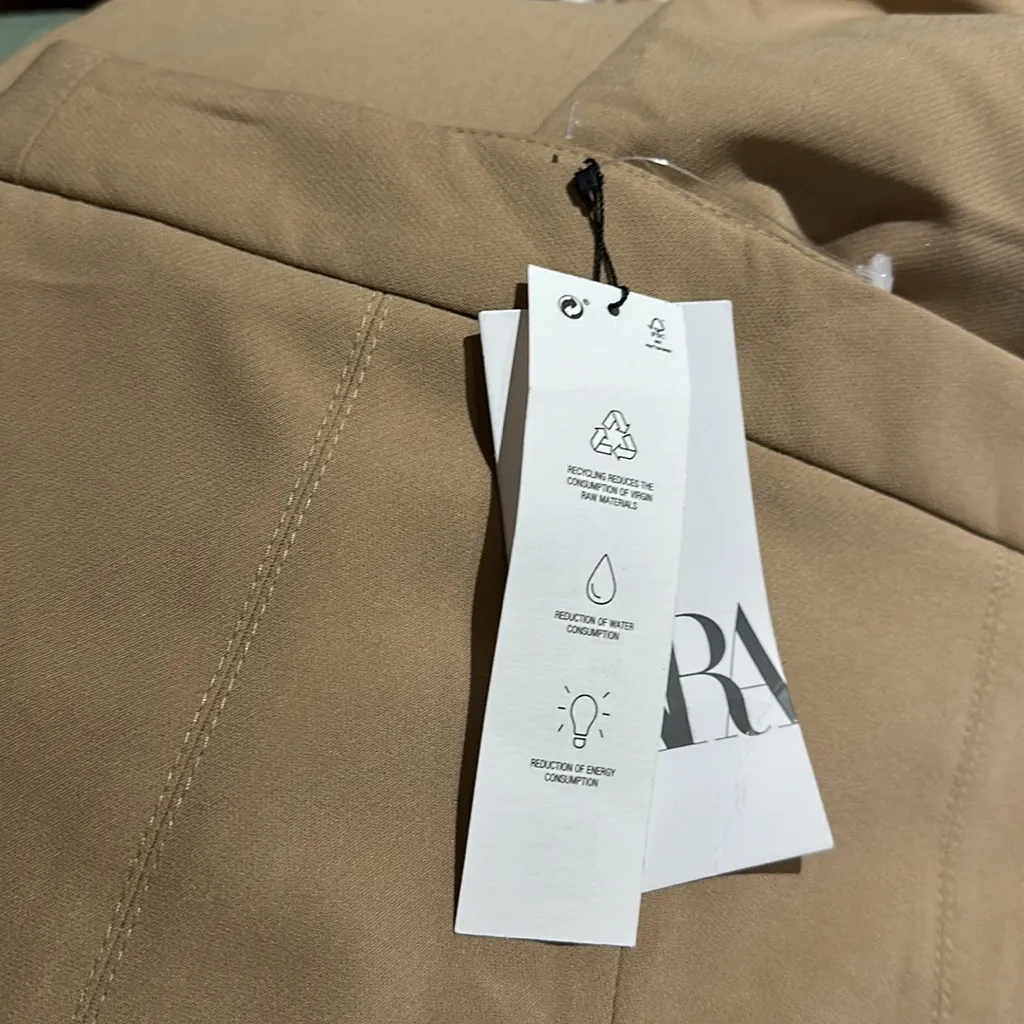 NWT ZARA SPLIT-HEM SKINNY TROUSERS  High-waist Camel - Image 9
