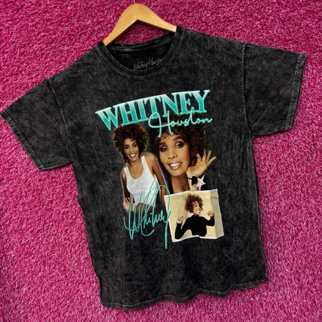 Whitney Houston Collage black tee size large - Image 3