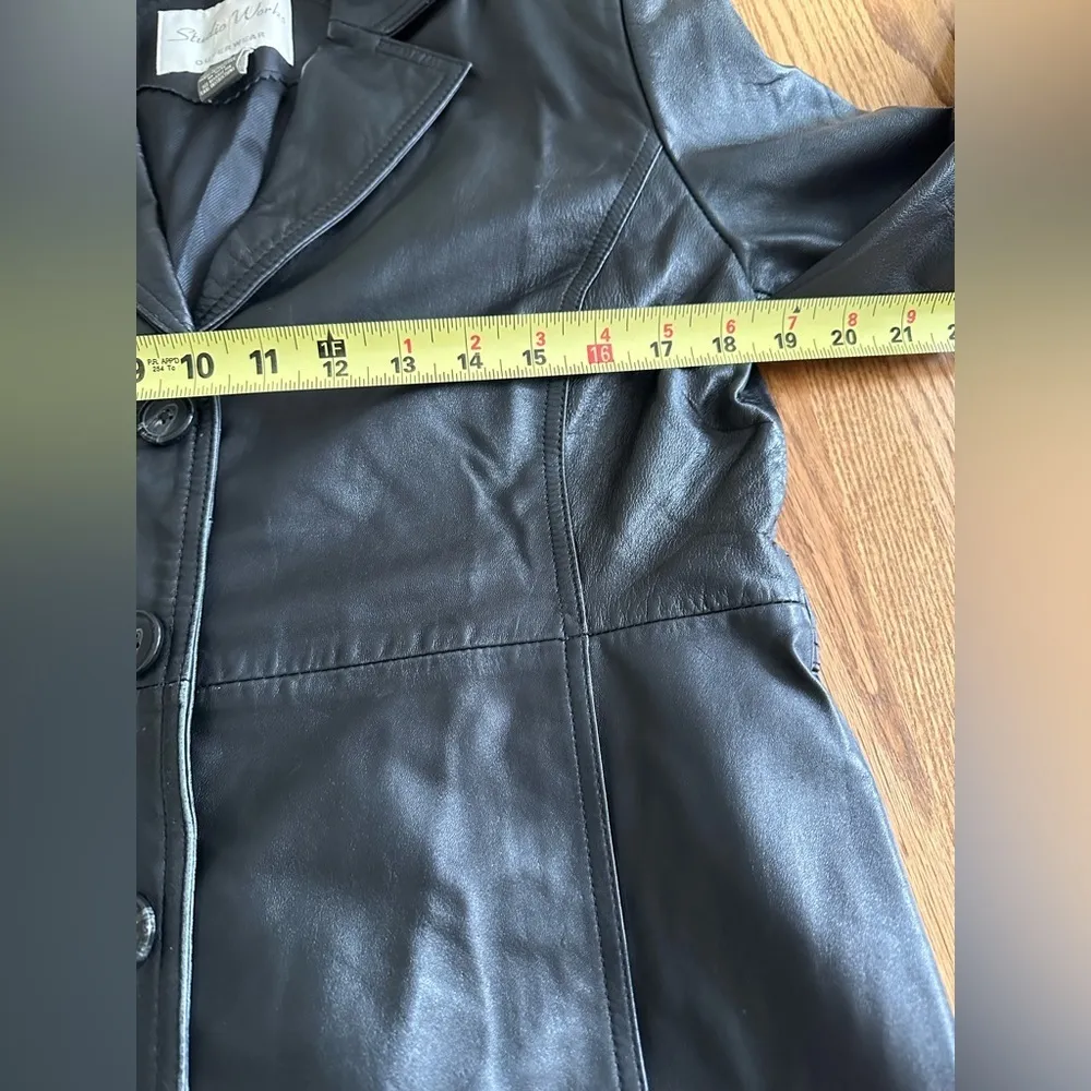 Studio Works Outer Wear Black Leather Jacket Sz Small - Image 13