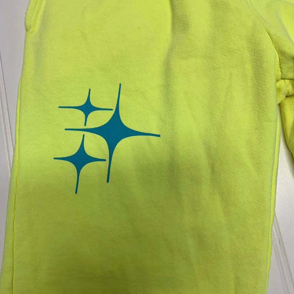 Club Fantasy Neon Yellow Starlight Sweatpants Sz Small - Image 7