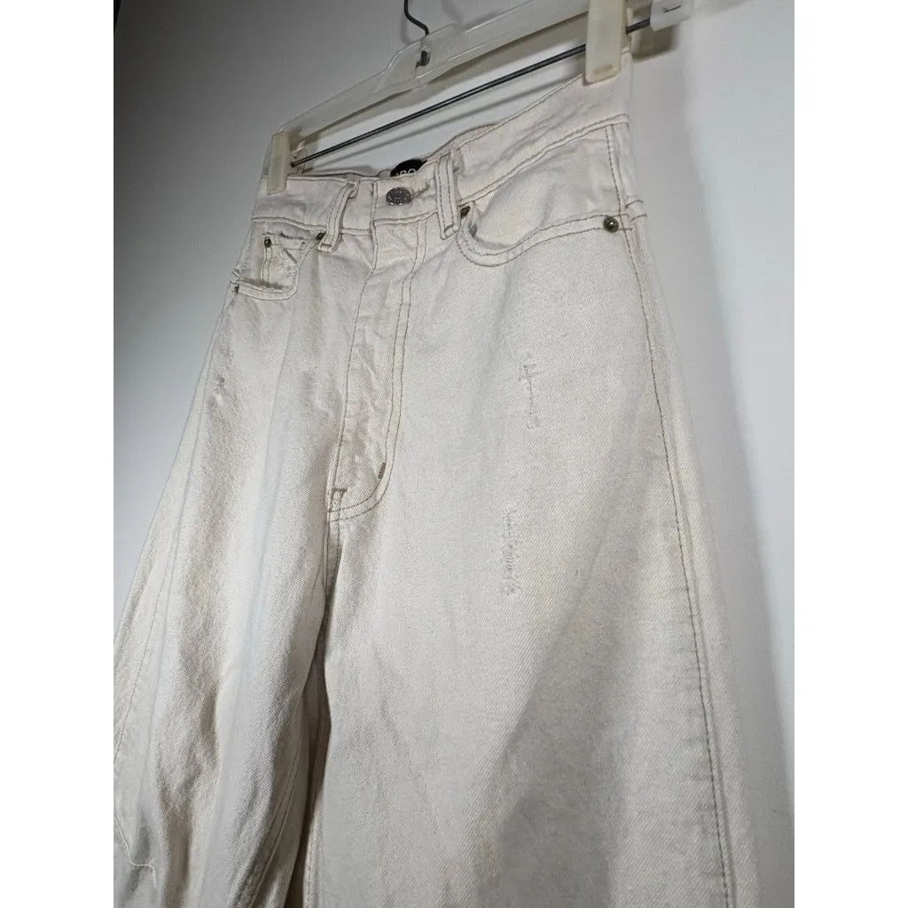BDG High Rise Extreme Baggy Barrel Leg Jeans Cream Winter White Boho Size 24 - Image 3