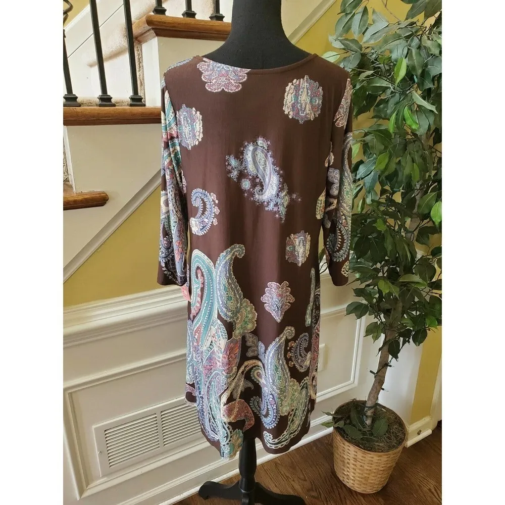 Honeyme SZ S Tunic Dress Brown Paisley - Image 7