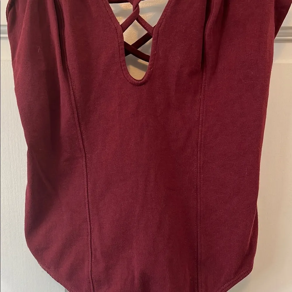 H&M Sexy Strappy Maroon Bodysuit w/ Adjustable Straps - Size XS - Image 4