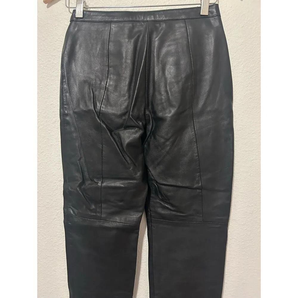 Vintage Hugo Buscati Black Leather Pants Womens Size 2 Moto Grunge Goth Punk - Image 12