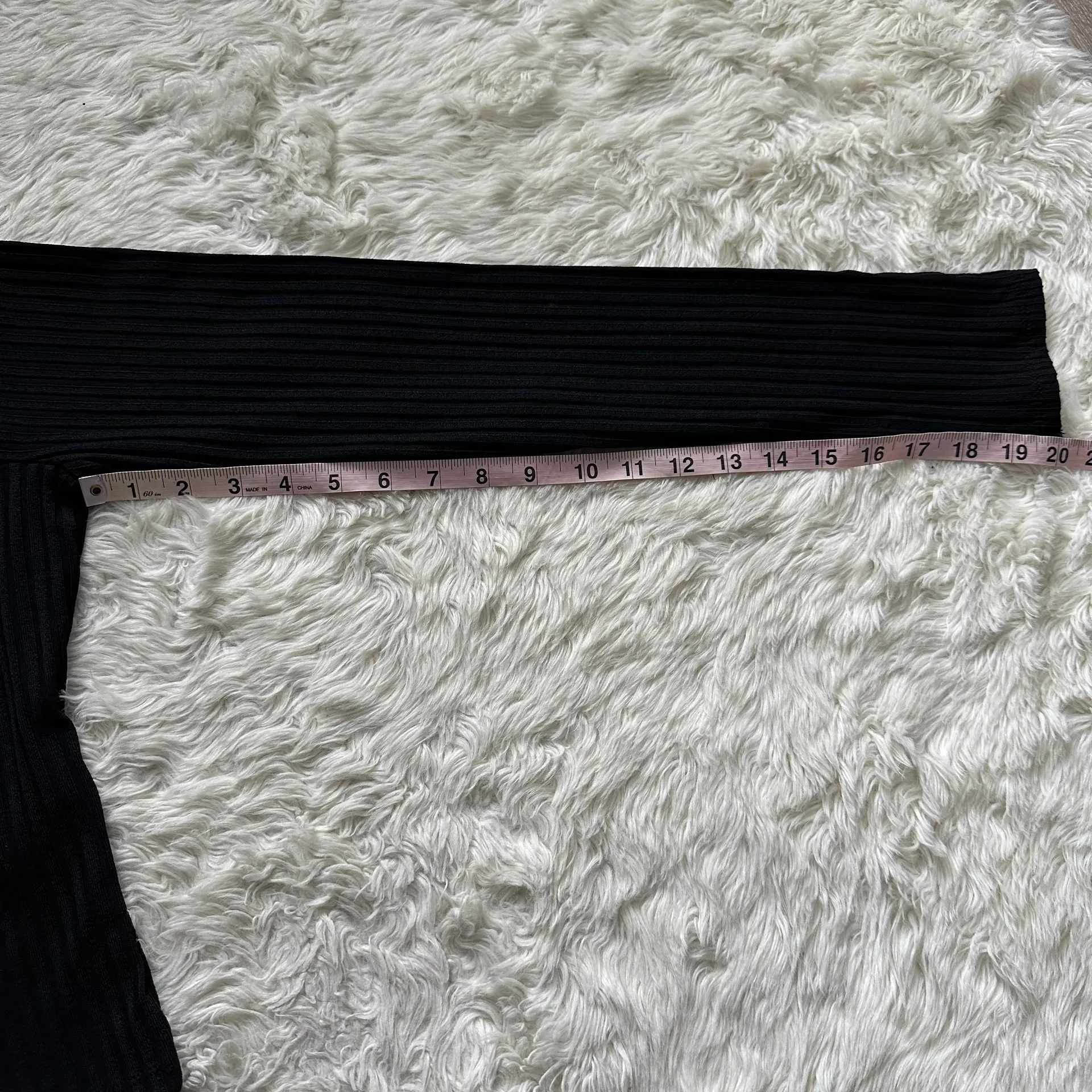 Top Ribbed Square-Neck Long-Sleeve Tee True Black M NWT New - Image 12