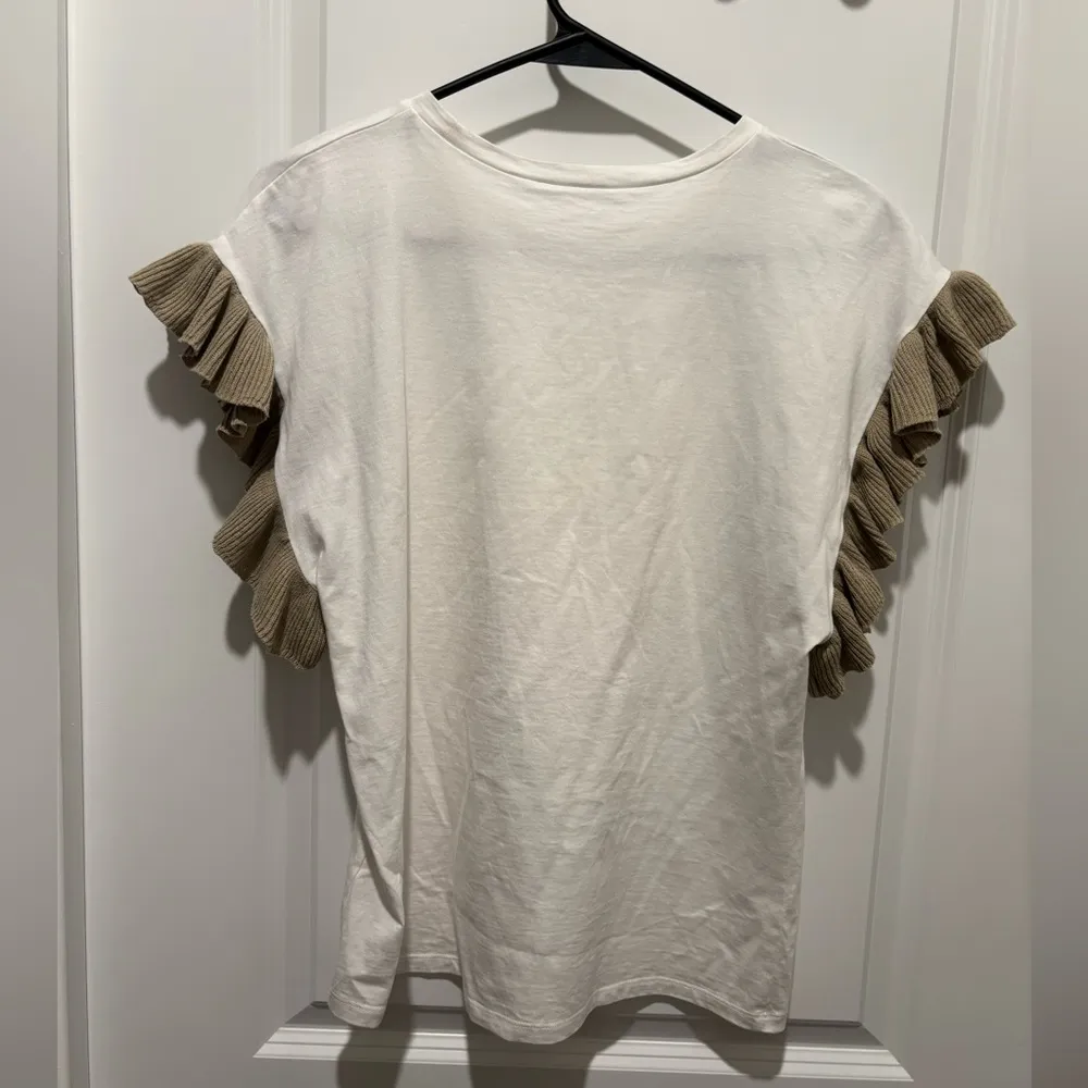 ZARA  Ruffle Sleeve T-shirt - Sz Small - EUC - Image 2