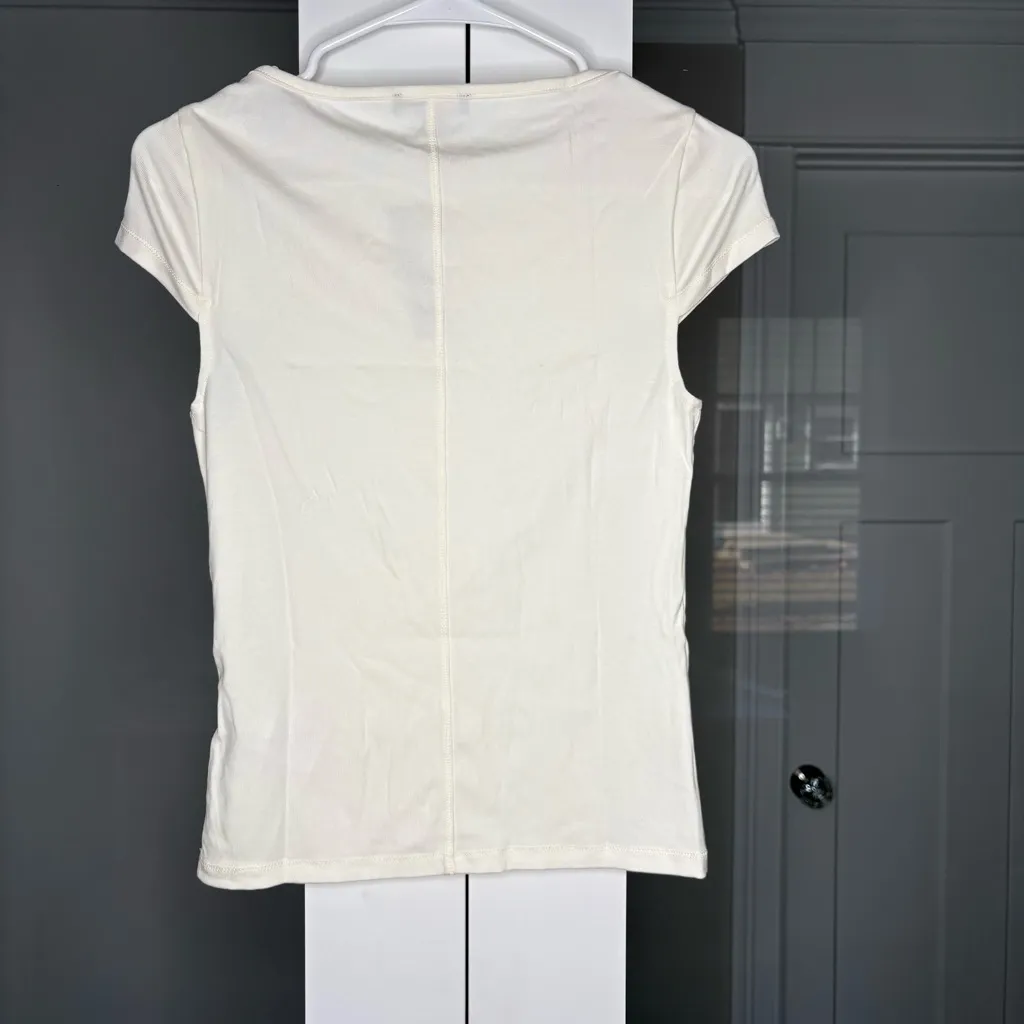 J.Crew NWT  Refined Rib Cap-sleeve Shirt Ivory - Image 3