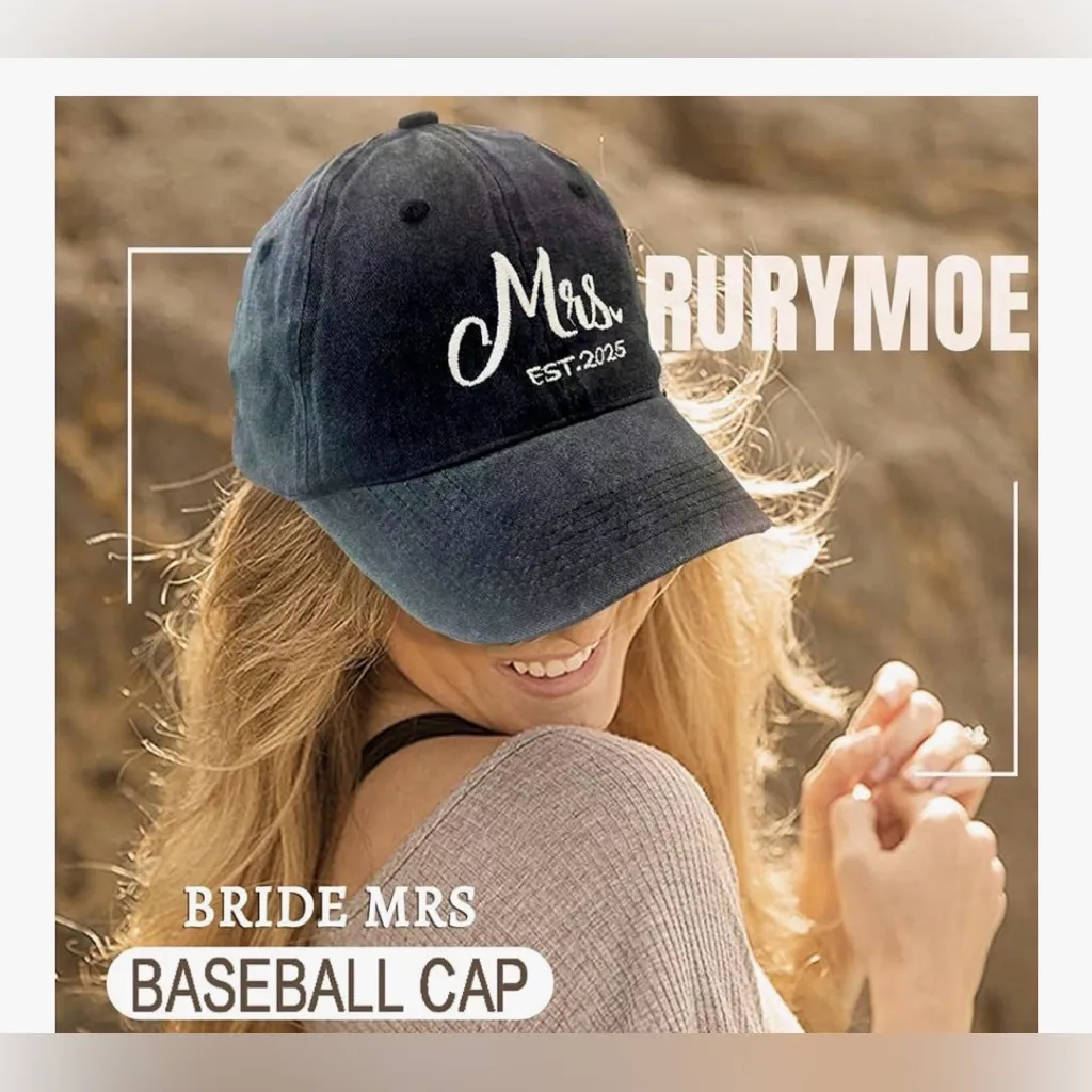 NEW Mr & Mrs Hats Bridal Shower Gifts Wedding Engagement Newlywed Baseball Cap Gray - Image 6