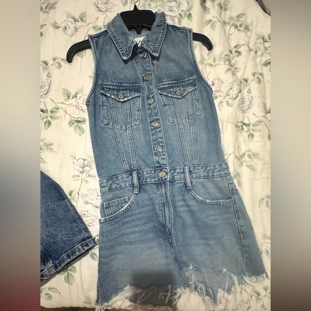 Zara Sleeveless Denim Romper - Image 4