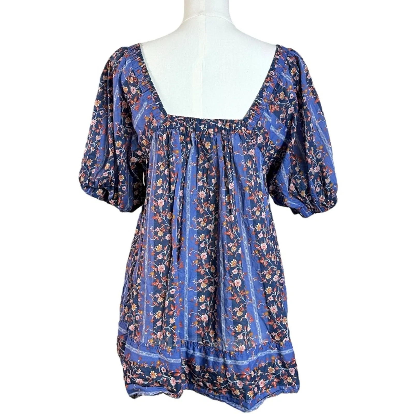 Free People Retro 70s Bohemian Vintage Lover Blouse Dutch Blue Combo Small - Image 14