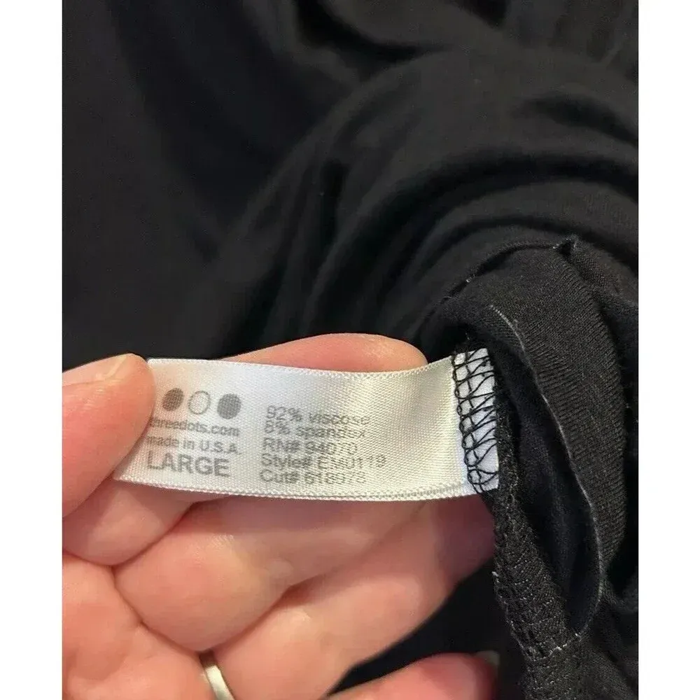 Vintage Three Dots Viscose Black‎ Drape Front Blouse Top Size Large Made In USA - Image 6