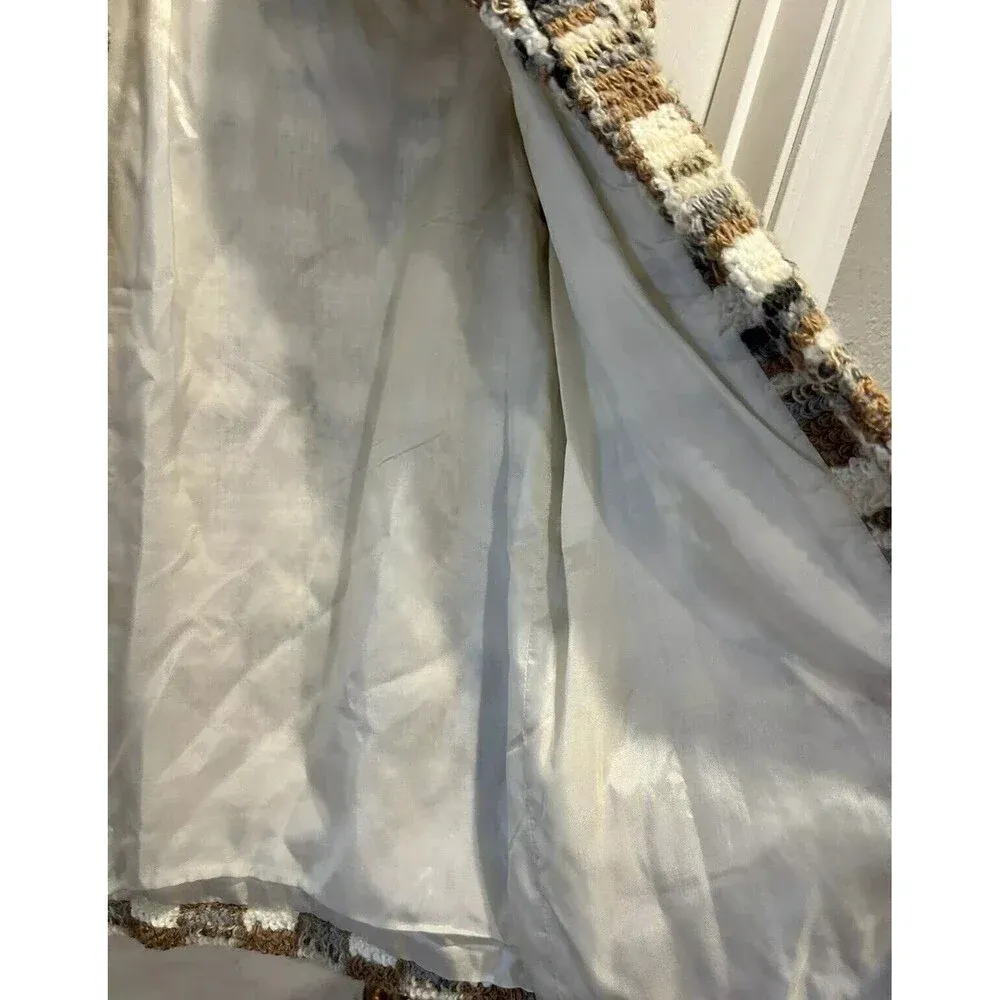 Donnkenny Jacket Women’s 12 Gray Beige Wool Blend Boucle Lined DK‎ Gold - Image 10