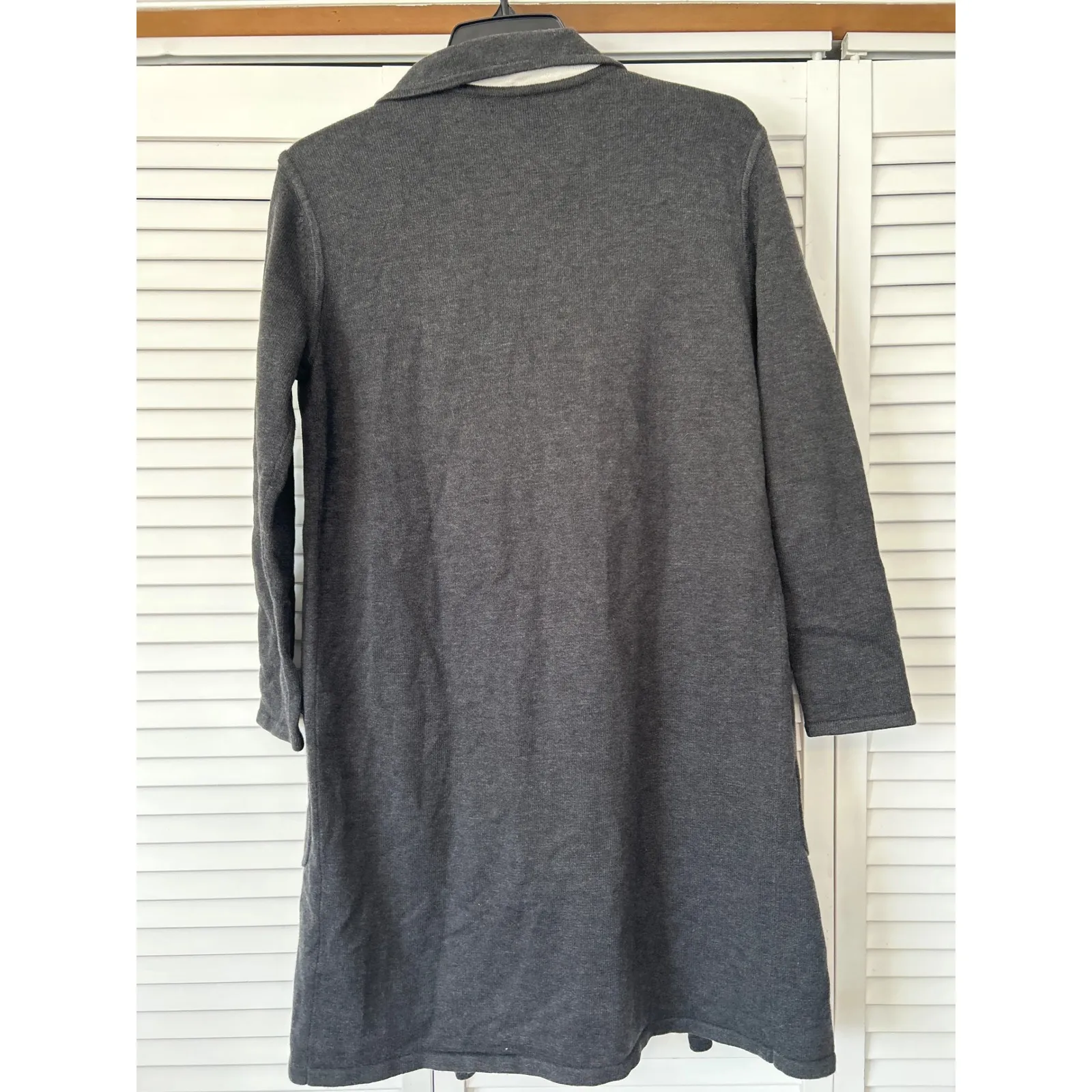 Banana Republic Charcoal Gray Long Notch Collar Knit Cardigan Sweater XS Duster - Image 4