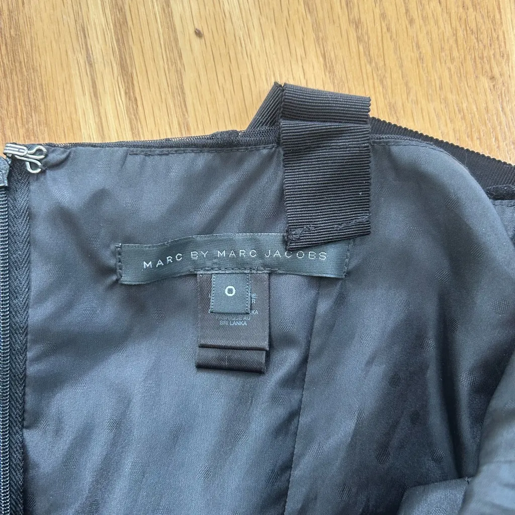 Marc Jacobs Dress Little Black Lace Ruched Origami Asymmetrical Pleats Poufy 0 - Image 8