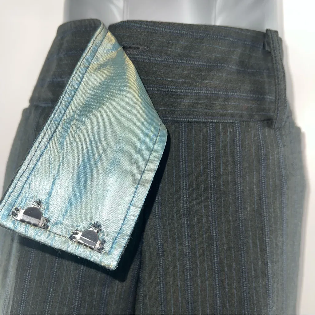 Nanette Lepore Charcoal Wide-Leg Pants w/Blue Pinstripes & Corset Waistband-Sz 5 - Image 5