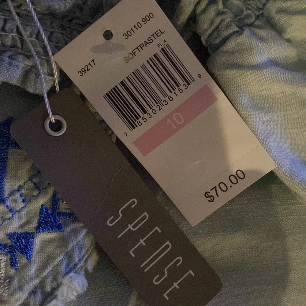 NWT Women Spense Light Denim Wide Leg Elastic Waist Pockets Cropped Jumpsuit 10 Blue - Image 8