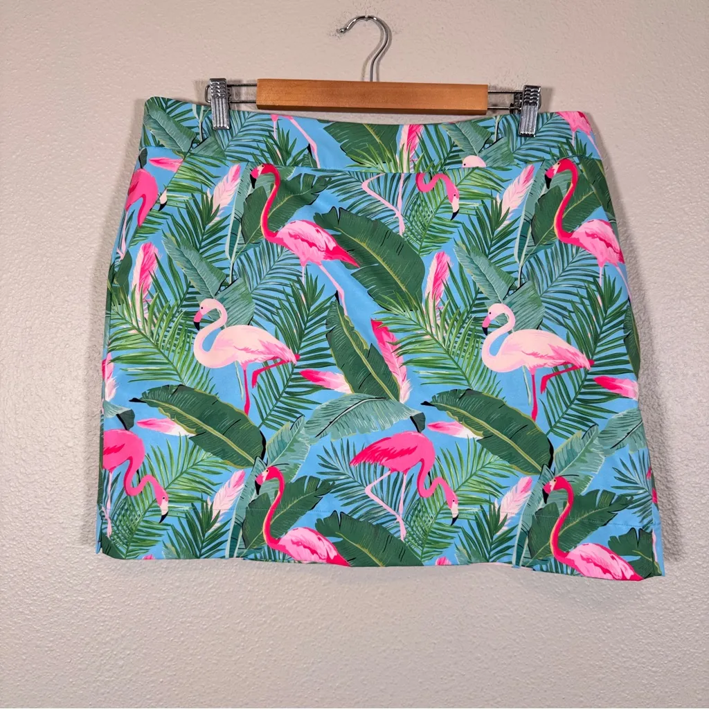 Loudmouth Ladies Blue Pink Flamingo Print Mini Skirt Skort Womens 16 Tennis - Image 12