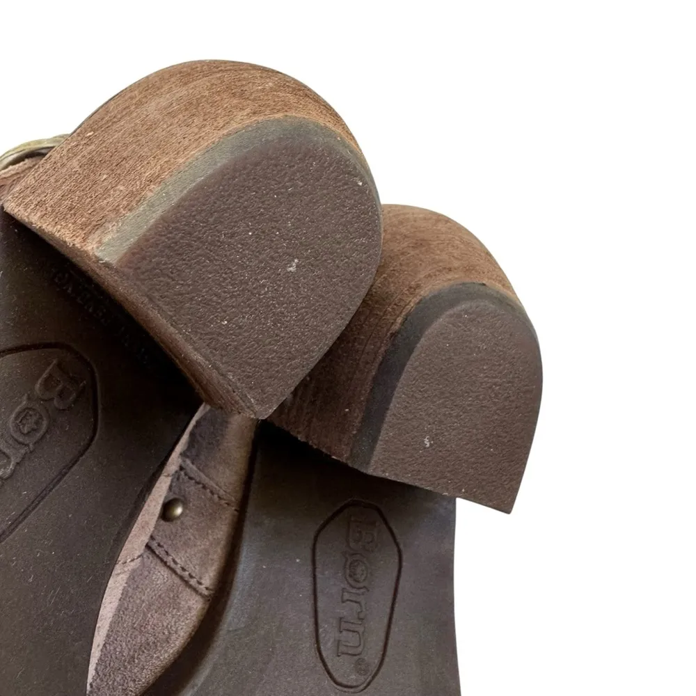 BORN Crown Pindo Taupe Suede Sling Back Heeled Mules Studded Western Boho Size 6 Tan - Image 9