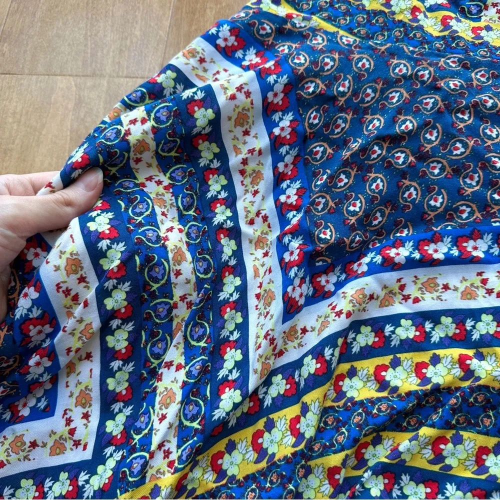 roberio sampaio Halter Mixed Paisley Print Kitschy Floral Dress, Size Medium Blue - Image 8