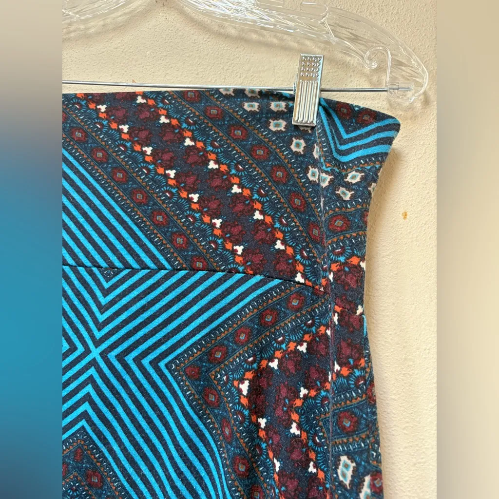 Boho Geometric Stretch Maxi Skirt Blue Purple Size M Mossimo Size M - Image 7