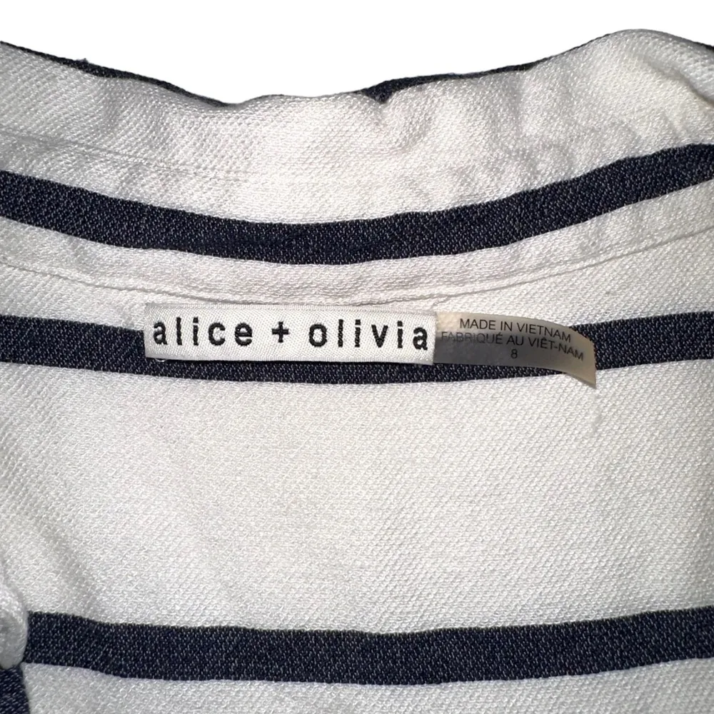 Alice + Olivia Payton Stripe V-Neck Sleeveless Button Down Belted Dress 8 - Image 5