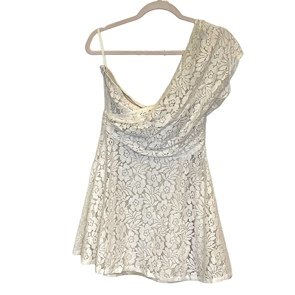 6 Shoreroad white lace dress mini dress Off shoulder one shoulder sleeveless A l - Image 2
