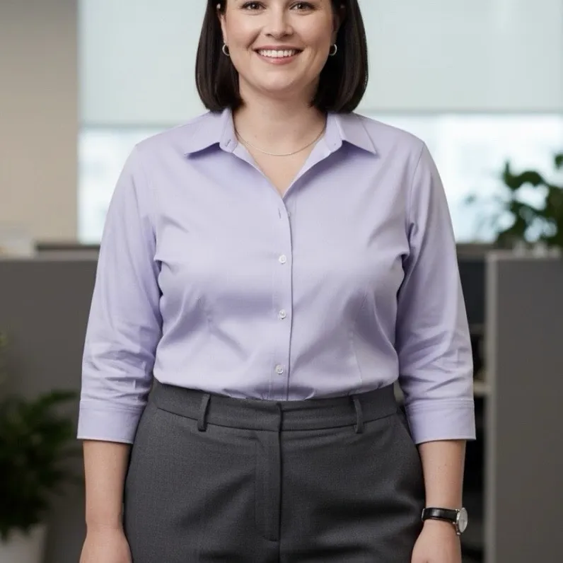 LL Bean Lavender Wrinkle Free Pinpoint Cotton Oxford 3/4 Sleeve Shirt Size 3X Green - Image 2