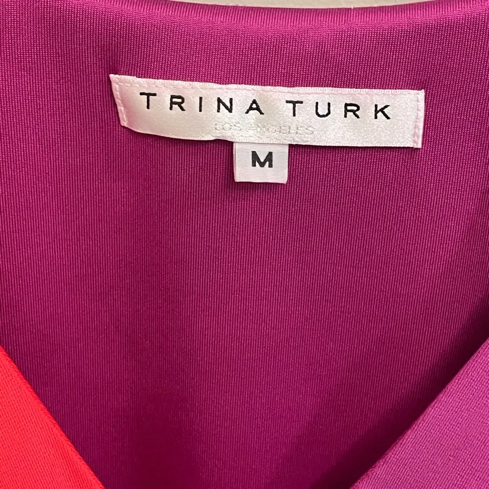 Trina Turk Vivid Viola Etta Front Twist Dress Medium Color Block Cocktail Party - Image 4