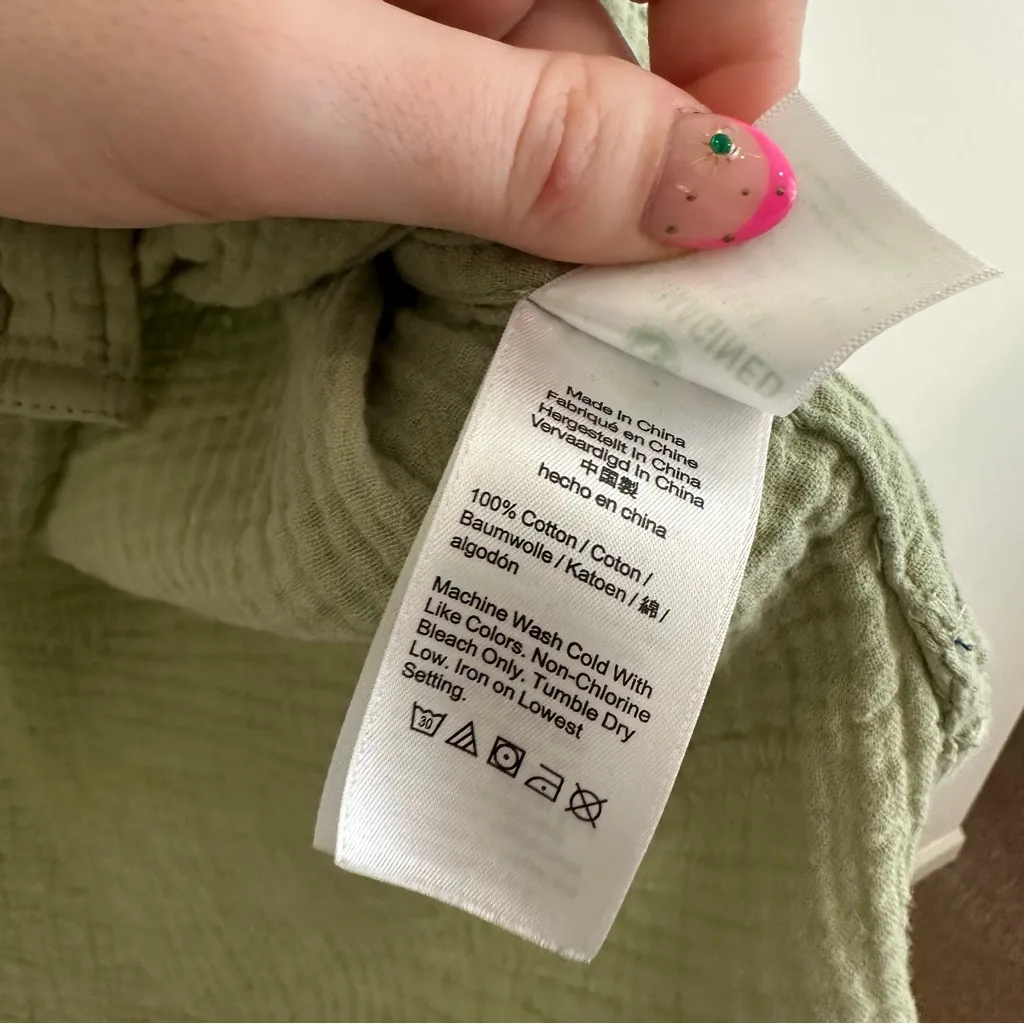 J. Crew Light Green Waffle Texture Gauzy Cotton Classic Shirt Size 8 Women's - Image 5