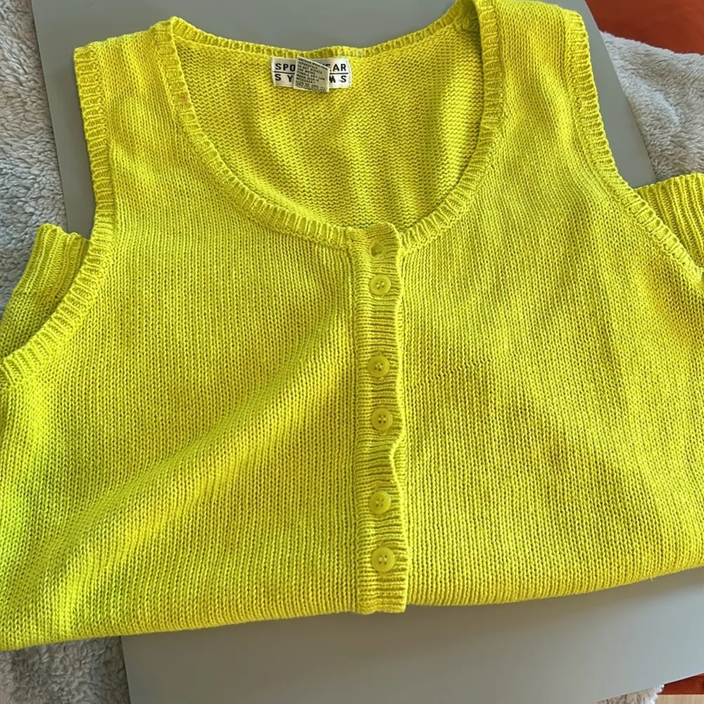 Vintage neon green cardi - Image 6