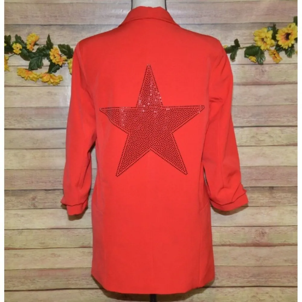 Moving Forward Designs STAR Blazer Jacket Size M Red Studded Sequin Statement Size M - Image 8