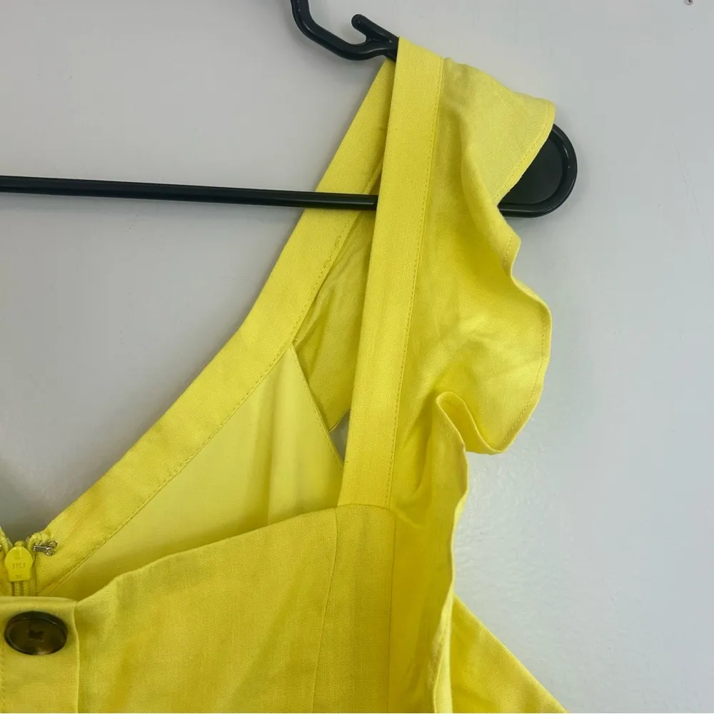 NWT Gianni Bini Sleeveless Ruffle Linen Blend Canary Yellow Jumpsuit Size 12 - Image 5