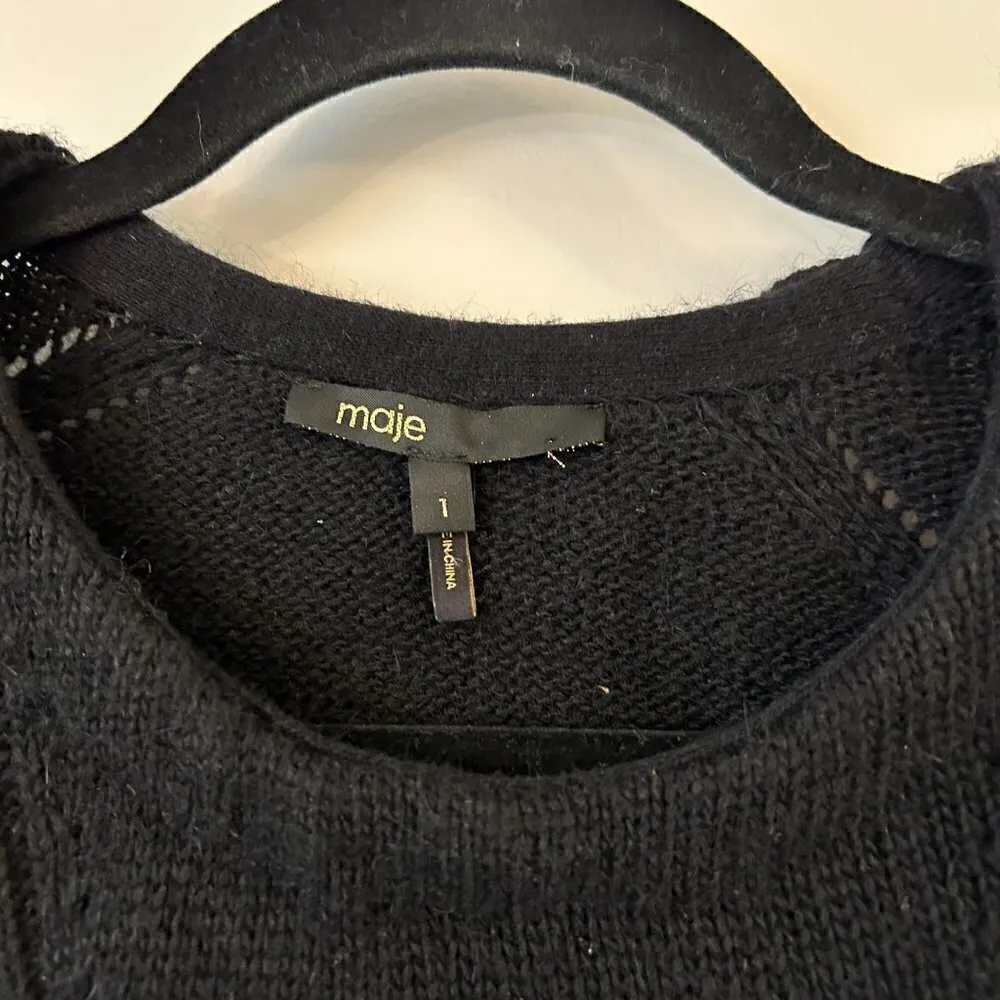 Maje Black Studded Angora Wool Sweater Size S - Image 4