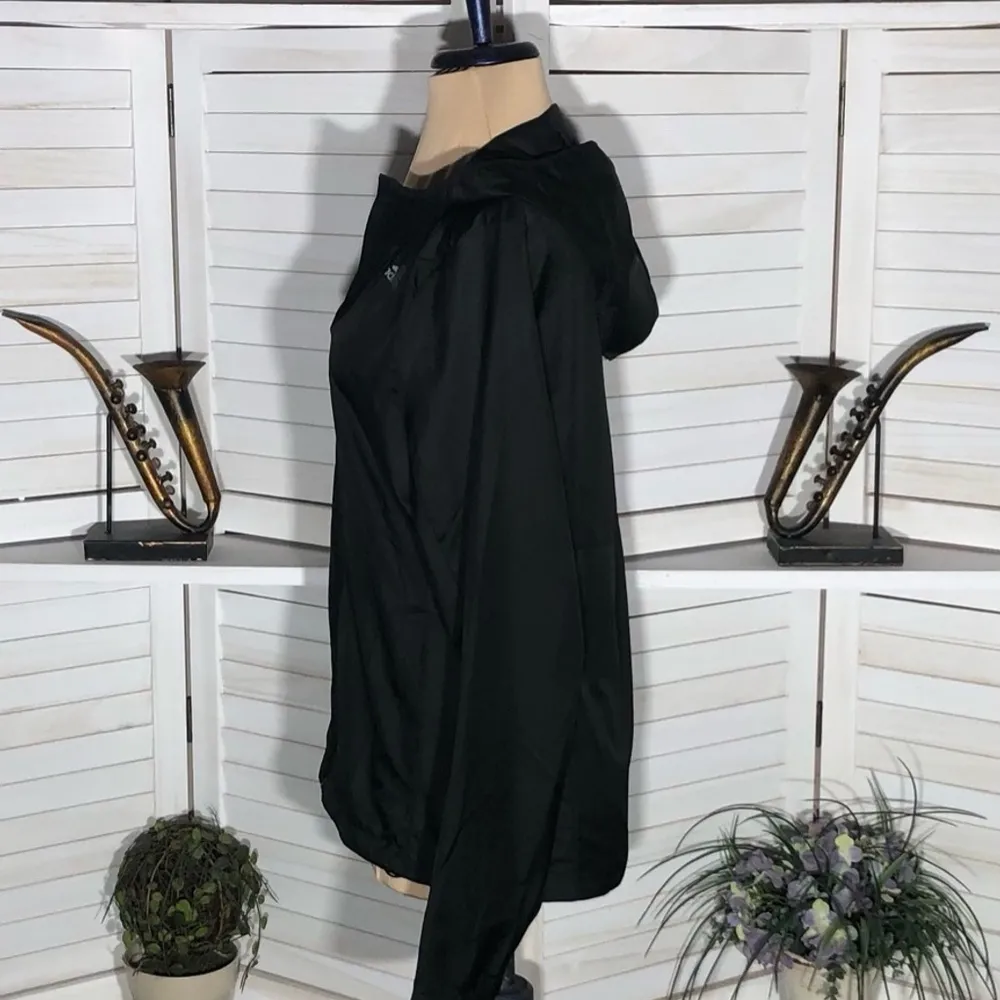 Adidas Black Windbreaker Jacket Hooded Zip Pockets Size Small - Image 4