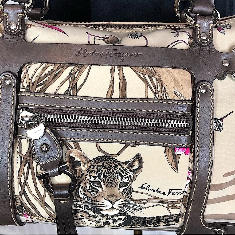 SALVATORE FERRAGAMO Leopard Tiger Jungle Animal Crossbody Shoulder Bag NWOT - Image 4